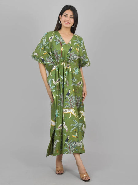 Cotton Kaftan, Indian Floral Kaftan, Long Caftan,Dress For to be Moms, Beach Cover up, Sleepwear, Indian Kaftan, Maxi Dress,Bikini Cover Up - 1