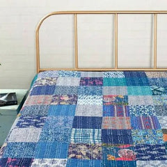 Rajasthan Decor Block Print Multicolour Cotton Jaipuri Kantha Double Bed Cover-Bed Spread - 3