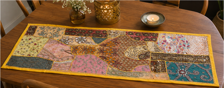 Beaded Tapestry Wall Hanging - Bohemian Vintage Cotton Embroidered Patchwork Home Decor - 5