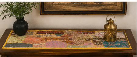Beaded Tapestry Wall Hanging - Bohemian Vintage Cotton Embroidered Patchwork Home Decor - 5