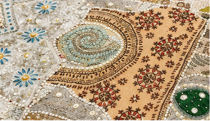 Large Cotton Wall Tapestry — Khambhadiya white Boho Bedroom Decor
