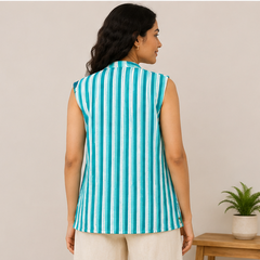 Cotton Kantha Quilt Jacket for Women | Reversible Handmade Boho Teal Jacket - kraafty-com