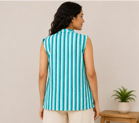 Cotton Kantha Quilt Jacket for Women | Reversible Handmade Boho Teal Jacket - kraafty-com