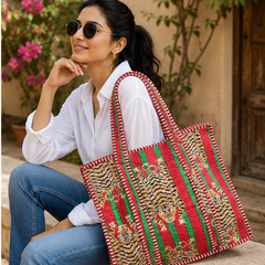 Handmade Quilted Tote Bag | 100% Cotton, Reversible, Beach & Grocery Bag - kraafty-com