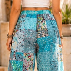 Handmade Rayon Harem Trousers – Boho Patchwork Design for Yoga, Travel & Lounge - kraafty-com