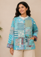 Cotton Kantha Quilt Aqua Jacket for Women – Patchwork & Handmade Coat - kraafty-com