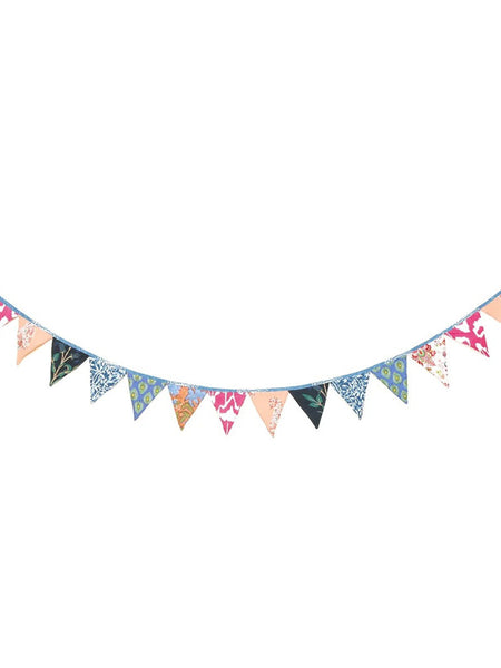 Recycled Bunting - SALE Handmade Sari Off Cuts, Eco-Friendly Decoration, Unique Colorful Flags, Vibrant Garden Garland - 2