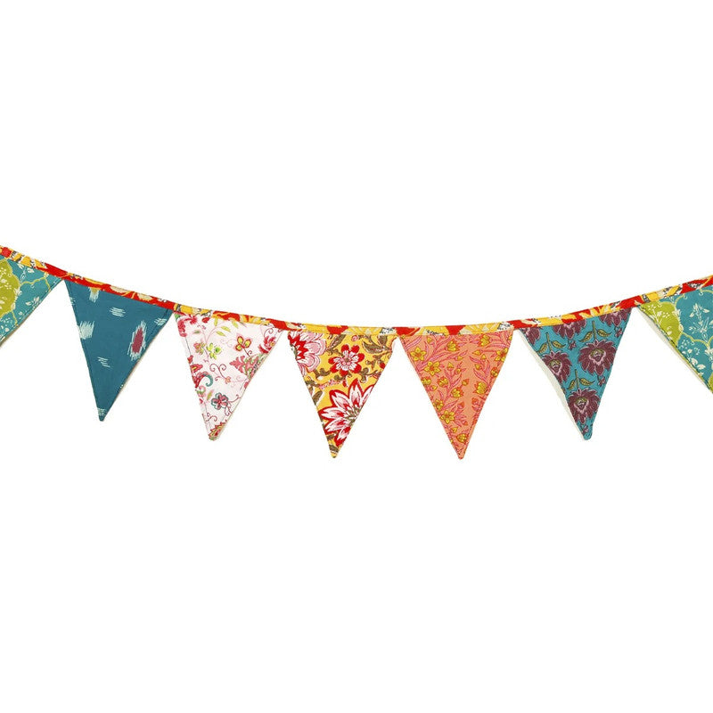 Recycled Bunting - SALE Handmade Sari Off Cuts, Eco-Friendly Decoration, Unique Colorful Flags, Vibrant Garden Garland - 2