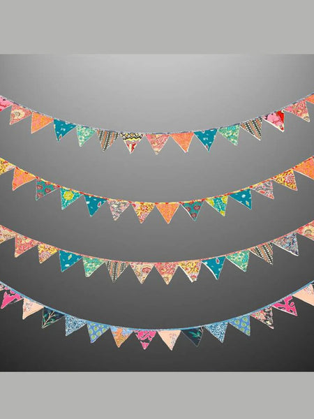 Recycled Bunting - SALE Handmade Sari Off Cuts, Eco-Friendly Decoration, Unique Colorful Flags, Vibrant Garden Garland - 2