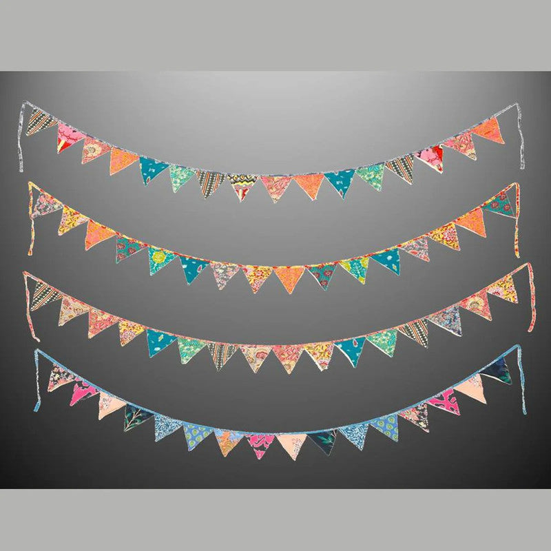 Recycled Bunting - SALE Handmade Sari Off Cuts, Eco-Friendly Decoration, Unique Colorful Flags, Vibrant Garden Garland - 2