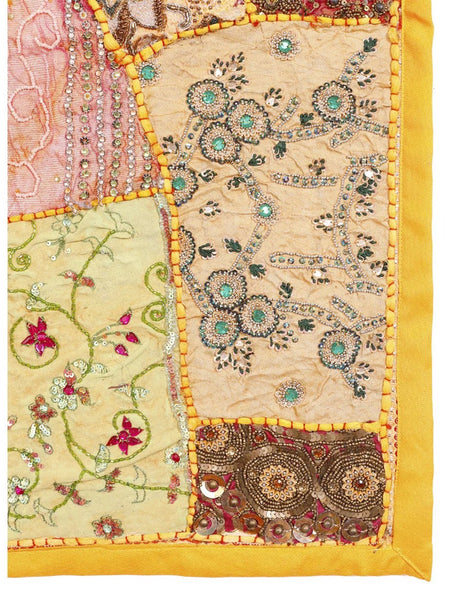 Beaded Tapestry Wall Hanging - Bohemian Vintage Cotton Embroidered Patchwork Home Decor - 5