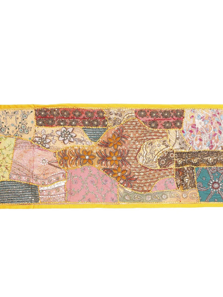 Beaded Tapestry Wall Hanging - Bohemian Vintage Cotton Embroidered Patchwork Home Decor - 5