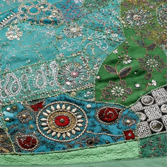 Large Cotton Wall GreenTapestry — Khambhadiya Boho Bedroom Decor
