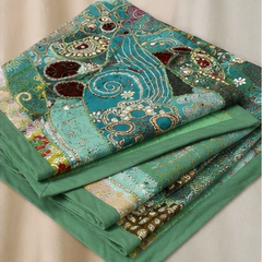 Large Cotton Wall GreenTapestry — Khambhadiya Boho Bedroom Decor