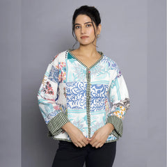 Stylish White Quilted Cotton Jacket Casual Patchwork Design, Lightweight and Comfortable Outerwear Coat for Everyday Wear