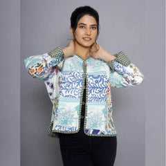 Stylish White Quilted Cotton Jacket Casual Patchwork Design, Lightweight and Comfortable Outerwear Coat for Everyday Wear