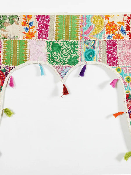 Traditional Vintage Patchwork Toran Boho Door Hanging, Bandhanwar, Window Valance with Embroidery - 2