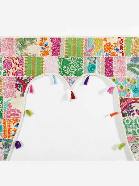 Traditional Vintage Patchwork Toran Boho Door Hanging, Bandhanwar, Window Valance with Embroidery - 2