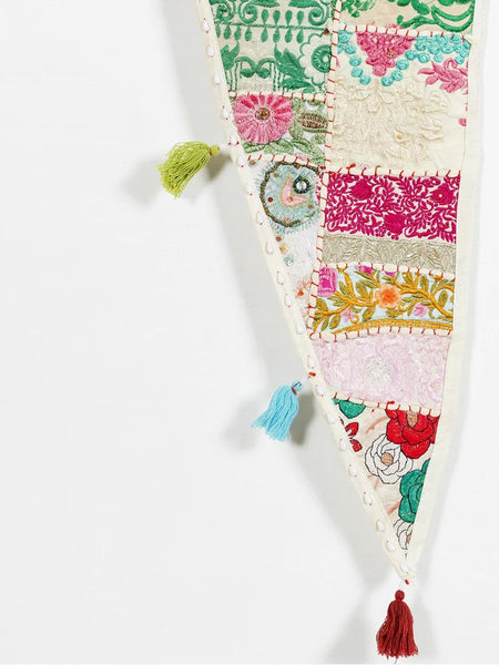 Traditional Vintage Patchwork Toran Boho Door Hanging, Bandhanwar, Window Valance with Embroidery - 2