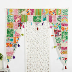 Traditional Vintage Patchwork Toran Boho Door Hanging, Bandhanwar, Window Valance with Embroidery - 2 - kraafty-com