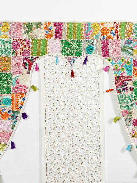 Traditional Vintage Patchwork Toran Boho Door Hanging, Bandhanwar, Window Valance with Embroidery - 2